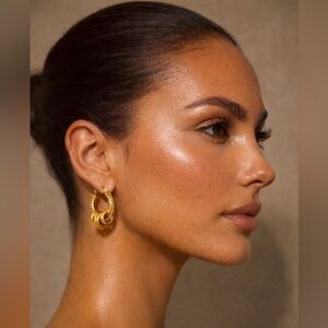 New 18k gold plated Orbita Interlock Hoops